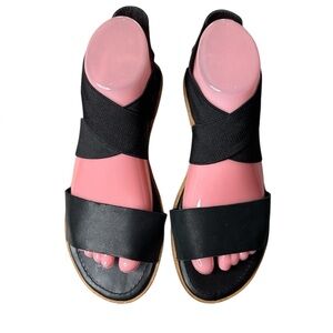 Sorel Black Leather Women's Sandals